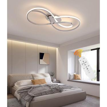 Imagem de Luminária de teto LED dimerizável com controle remoto, luminária de teto moderna, 3000k-6500k, processo de galvanização, adequada para quarto, sala de estar, sala de jantar, cozinha e escrit