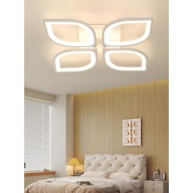 Imagem de Luminária de teto LED moderna e elegante em formato de pétala, com controle remoto e função de dimerização. Ideal para quartos, cozinhas, salas de jantar e salas de estar (40 cm).