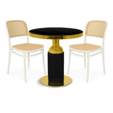 Imagem de Conjunto Mesa de Jantar Redonda Imperial 70cm Preta com 2 Cadeiras Rom