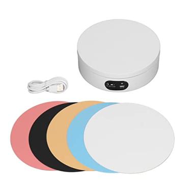 Imagem de Suporte de exibição giratório motorizado, resina epóxi branca piscando, copo mudo automático, mesa giratória para lojas, estúdios, showrooms, plástico 16 x 5 cm