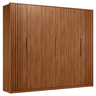 Imagem de Guarda Roupa Casal Ripado Atrice Ambiente 6 Portas Nogueira Touch Demóbile – Demartêz