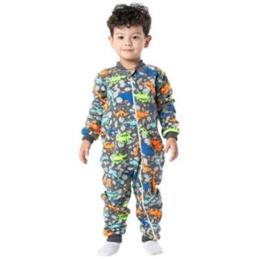 Imagem de Pijama Infantil Inverno Macacão Longo Dinossauro Neon Soft Masculina-Masculino