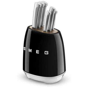 Imagem de Conjunto de Facas com Bloco de Bancada 7 Peças, SMEG, Preto