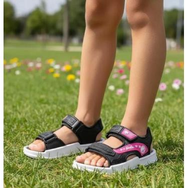 Imagem de Sandália Infantil Feminina Barbie Temática Confortável, Preto, 25/26