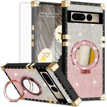 Imagem de Asuwish Capa de celular para Google Pixel 7 Pro 5G capa magnética com protetor de tela de vidro temperado e anel espelhado brilhante suporte rígido Pixel7Pro Pixel7 XL Seven 7Pro 6.7 mulheres meninas