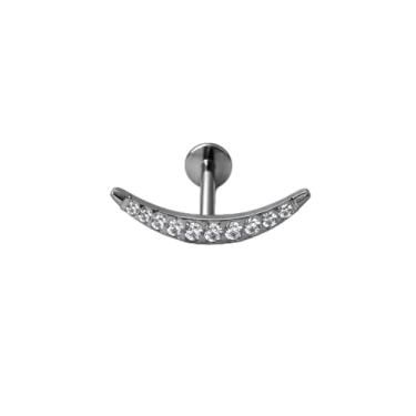 Imagem de Piercing Labret em Titânio Cascata Meia Lua com Zircônias Cravadas