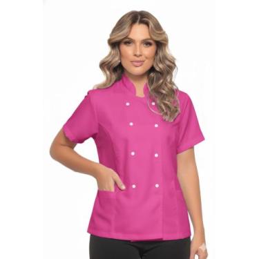 Imagem de Dolma Chef Feminina Manga Curta Pink Lu - gardenia jalecos, G
