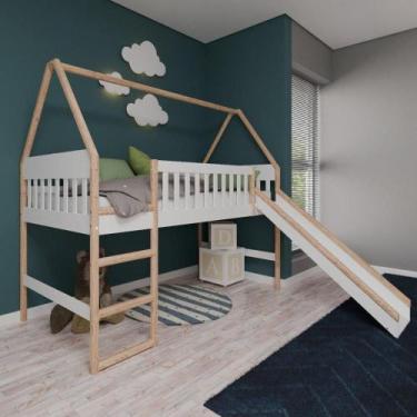 Imagem de Cama Cabana Infantil Elevada com Escorregador Arredus Madeira Maçica /
