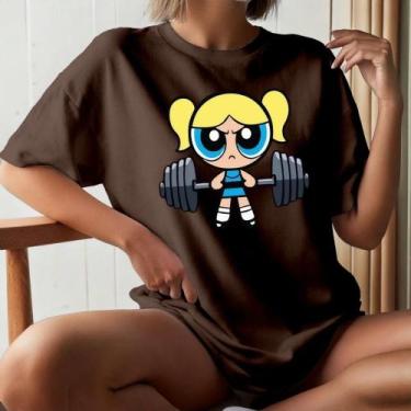 Imagem de Camiseta Feminina Algodão Unissex DTF MENINAS SUPER PODEROSA, Marrom