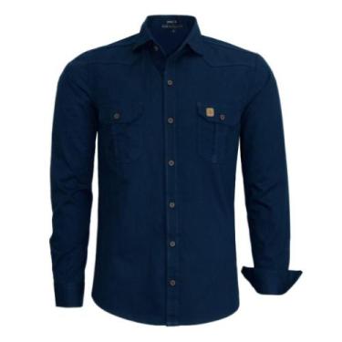 Imagem de Camisa Masculina Amil Estilo Militar Manga Longa Slim 100% Algodão 174