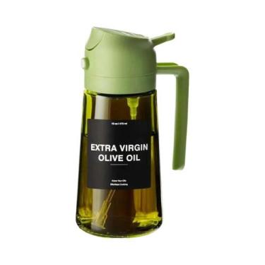 Imagem de Dispensador De Azeite De Vidro Verde Escuro 16oz 2 Em 1 Spray E Garraf