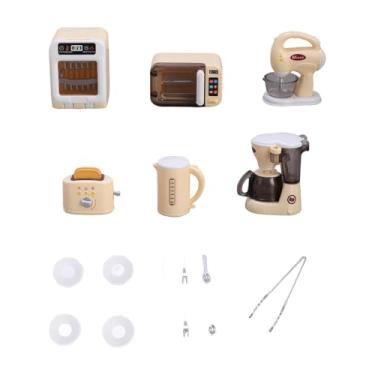 Imagem de harayaa Conjunto de Miniaturas de Eletrodomésticos de Cozinha, Brinquedos de Cozinha, Enfeites com Pratos e Talheres, Amarelo