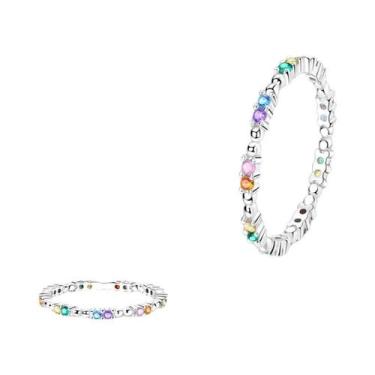 Imagem de Anel De Prata Esterlina 925 Feminino Com Design De Vaga-lume E Rosa Va