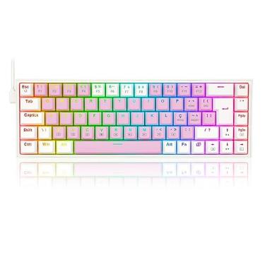 Imagem de TECLADO MECANICO GAMER CASTOR RGB ROSA COM BRANCO SWITCH AZUL ABNT2