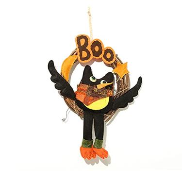 Imagem de Guirlanda de Halloween para Decoração Porta Casa Festa Hotel com Padrão Espantalho Pássaro Perfeito Exibição
