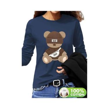 Imagem de Camiseta Feminina Solta E Confortável De Algodão Com Estampa Gráfica D