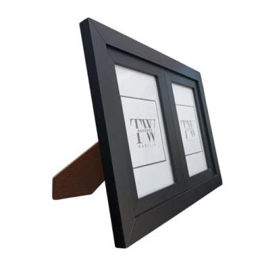 Imagem de Porta Retrato Duo Classic para fotos 10x15cm madeira e vidro - TW Quad