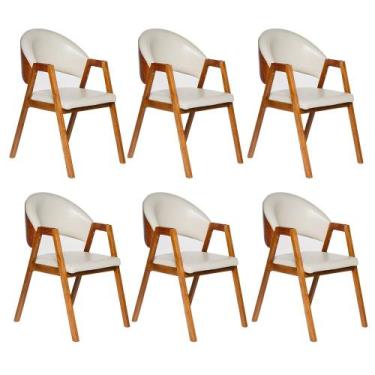 Imagem de Kit 6 Cadeiras Luiza Sala de Jantar com Braço Madeira Maciça Movellu H