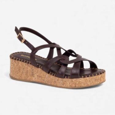 Imagem de Sandália Anabela Bottero Em Couro Marrom, Marrom, 36