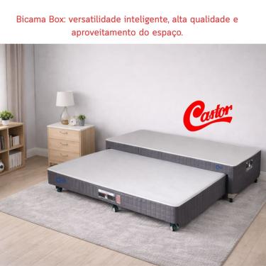 Imagem de Box com Cama Auxiliar D28 Acoplada Castor Silver Star 88x188 Cinza