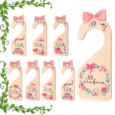 Imagem de Qianyu 8 peças divisórias de armário de bebê dupla face divisórias de roupas de bebê lindas de madeira tamanho organizador de cabide minimalista design bonito decoração de pano divisor de cabide para