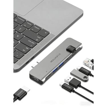 Imagem de LENTION Hub USB C para MacBook Pro M4 M3 M2 M1 2025-2016, Thunderbolt3, 3 USB A 3.0, HDMI 4K a 30Hz, Gigabit Ethernet, estação de ancoragem MacBook compatível com MacBook Air m4 2025-2018 (CS65, cinza