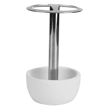 Imagem de Suporte de escova de dentes de aço inoxidável 304, suporte de armazenamento de escova de dentes sem perfuração, organizador de banheiro para casa, dormitório, rv, base de resina à (Branca)