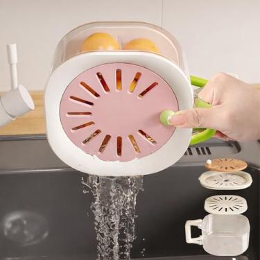 Imagem de Cesta retangular 2 em 1 para ralo de frutas, recipiente multiuso para armazenamento de geladeira, piquenique ao ar livre, organização de cozinha Bento, 24 x 8 x 6 cm