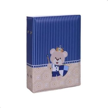 Imagem de Álbum Fotográfico 160 Fotos 15x21 URSO ESCUDO Bebê Infantil Coroa Mensal Newborn