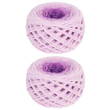 Imagem de Katech Fio ombré fofo para crochê - 2 peças de fio de chenille de veludo super volumoso de 285 g para tricô, fios de bolo gradiente macio e felpudo para cobertor de bebê, cachecol, travesseiro, boneca