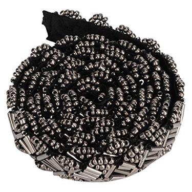 Imagem de Aqur2020 Fita Decorativa de Enfeite de Pérola, Guarnição de Fita de 1 Jarda Com Detalhes de Pérola para Decoração de Colar de Sapato de Casamento DIY (Contas de tubo quadrado de cor de arma de 1,5 cm)