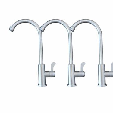 Imagem de Kit 3 Torneiras pia bica móvel simples de bancada Metal cromada 1/4 de volta banheiro cozinha lavabo lavatório área externa