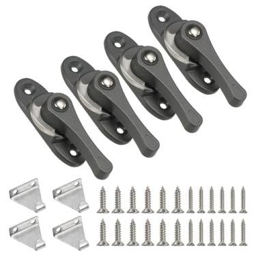 Imagem de PATIKIL Fechaduras de faixa de janela 7,6 x 2,3 cm, 4 peças de trava de faixa de ação de câmera deslizante e substituição para quartos, banheiros, janelas deslizantes verticais e horizontais, cinza