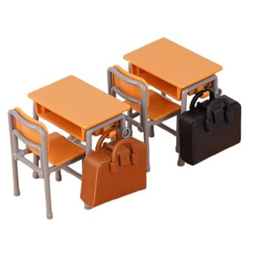 Imagem de SOLUSTRE Conjunto de 1 Carteira Escolar Em Miniatura Com Bolsa para Casa de Bonecas, Acessórios para Sala de Aula E Miniaturas de Material Escolar.