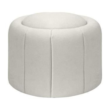 Imagem de Puff Redondo Orgânico Resistente Flora 45x45 Bouclê - SOFA STORE, Bouc