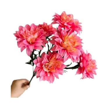 Imagem de Buquê De Flores Artificiais Dahlia Com 7 Cabeças Para Decoração De Cas