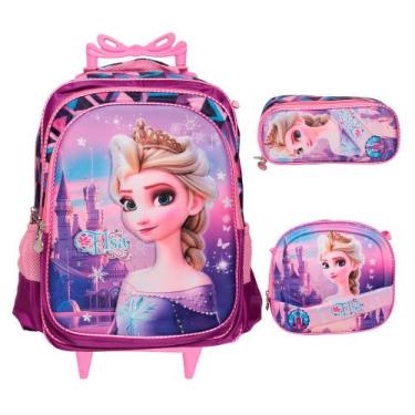 Imagem de Kit Mochila Infantil Rodinha Desenho Menina + Lancheira - Plike