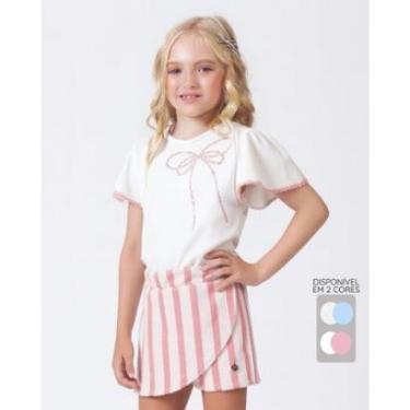Imagem de Conjunto Infantil Blusa Shorts Saia - Menina Tamanho 4 a 14-Feminino