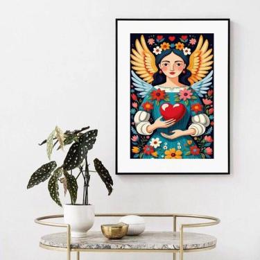 Imagem de Quadro Mulher Anjo Coração- 60X48Cm