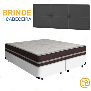 Imagem de Cama Box + Cabeceira Painel Iris + Colchão Queen Classic Superlastic 158cm