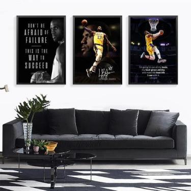 Imagem de Conjunto de telas de pintura de parede LeBron James NBA 3 painéis - ta