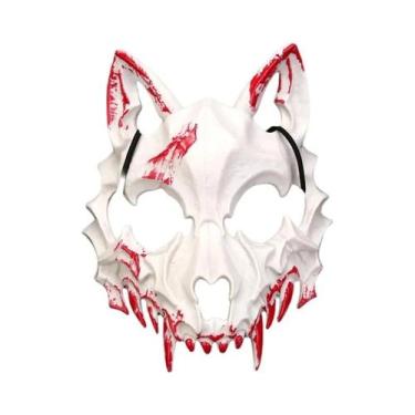 Imagem de Máscara De Halloween Estilo Anime Meia-Face Com Sangue, Máscara De Fes