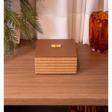 Imagem de Caixa Decorativa 16cm x 16cm x 8,5cm Marrom MDF - Wolff