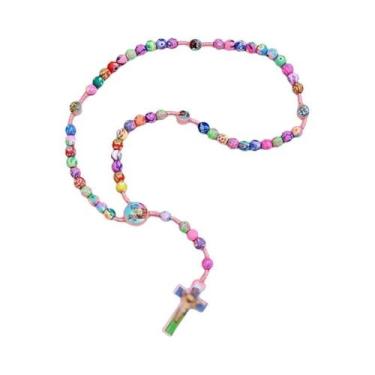 Imagem de Colar Infantil De Desenho Animado Colorido Com Cruz E Pulseira De Cont