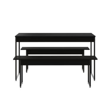 Imagem de Mesa De Jantar Com 2 Bancos Estilo Industrial Tub Preto ônix / - COMPA