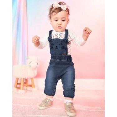 Imagem de Jardineira Jeans de Ursinho Bebê Menina - Momi-Feminino