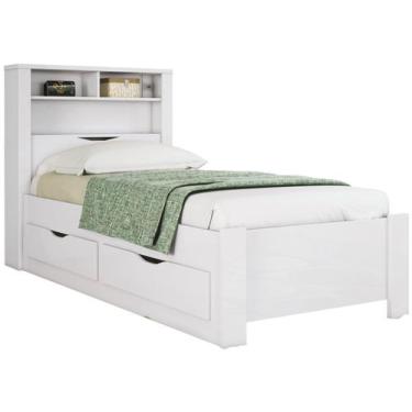 Imagem de Cama Solteiro Infinity com Baú e 2 Gavetas - Santos Andirá, Branca