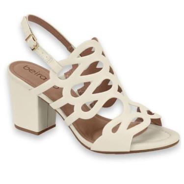 Imagem de Sandalia Feminina Salto Grosso Beira Rio Conforto 8280693 Cor:Branco O