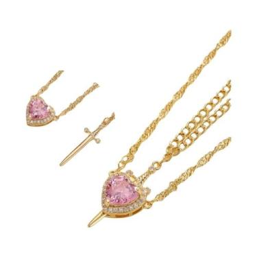 Imagem de Colar Com Pingente De Coração E Espada Romântico Branca De Neve E O Ca