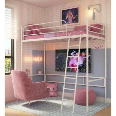 Imagem de Beliche Suspenso de Ferro Solteiro - Nick - Camas & Beliches, Branco